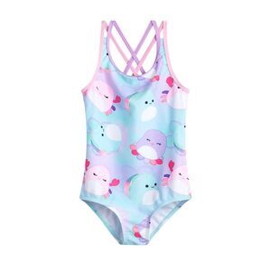 Squishmallows Girls Characters All-Over Print One Piece Bathing Suit / Multicolo